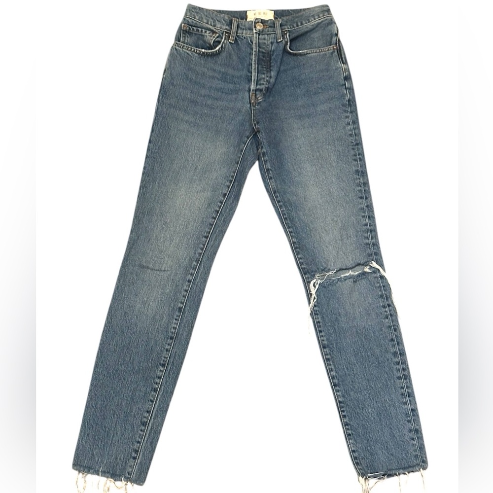 We The Free | Women's 26 | Skinny Blue Denim Distressed |Button Fly Pants